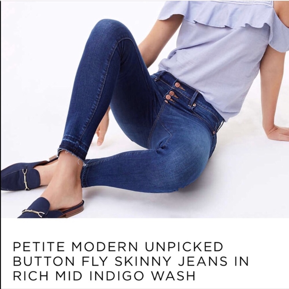loft unpicked button fly skinny jeans